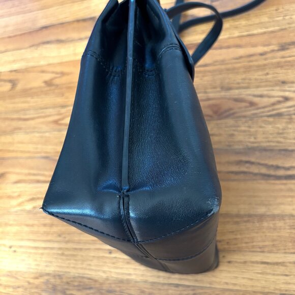 Tory Burch Block-T Satchel Top Handle Crossbody Shoulder Bag Black Leather - Picture 8 of 9